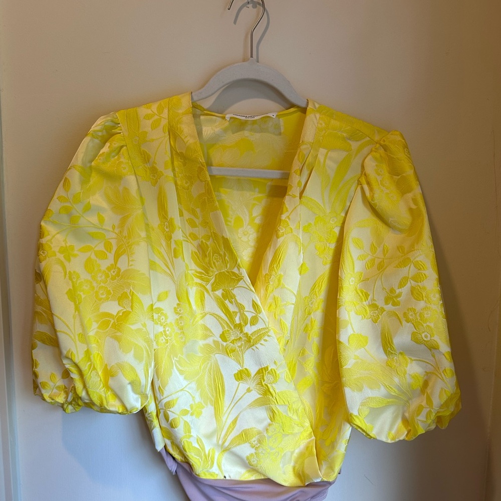 Amanda Uprichard Dolly Bodysuit- Yellow and White